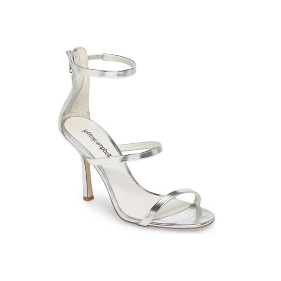 Jeffrey Campbell Shoes - Jeffrey Campbell 3 strap silver metallic open toe party  club date heels sz 6.5